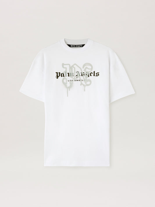 Palm Angels - T-shirt Monogram Spray City Los Angels Blanc