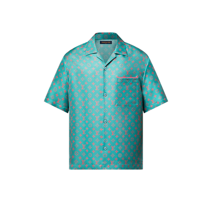 Louis Vuitton - Chemise manches courtes Monogram en soie Rose Strawberry Ice