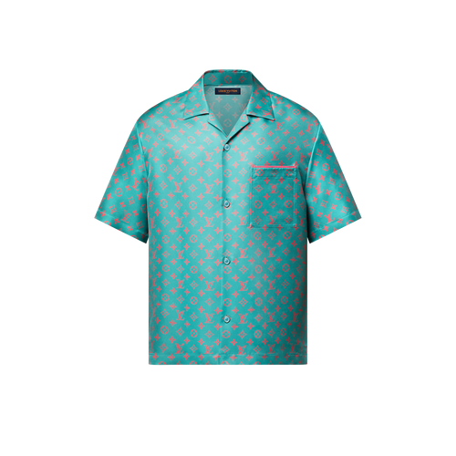 Louis Vuitton - Chemise manches courtes Monogram en soie Rose Strawberry Ice
