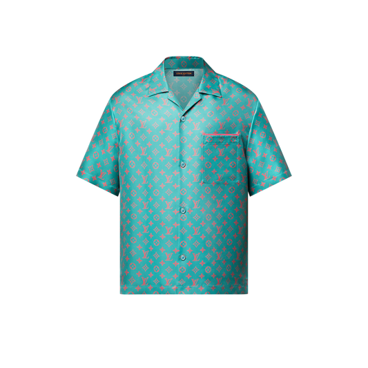 Louis Vuitton - Chemise manches courtes Monogram en soie Rose Strawberry Ice