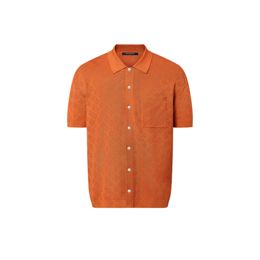 Louis Vuitton - Chemise manches courtes Monogram en pointelle de coton Orange
