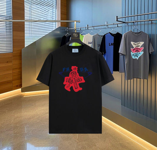 Prada - T-shirt en coton Prada Design Artistique Noir