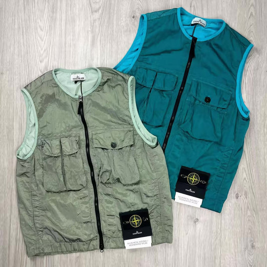 Stone Island - Veste sans manche Kaki / Bleu