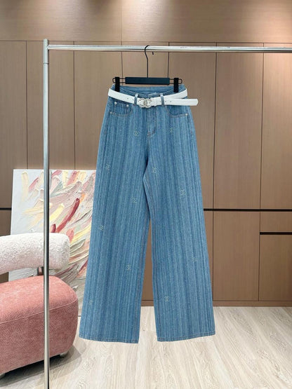 Chanel - Jean avec logo Bleu Clair / Blanc