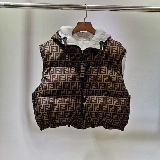 Fendi - Veste sans manche monogramme FF Marron