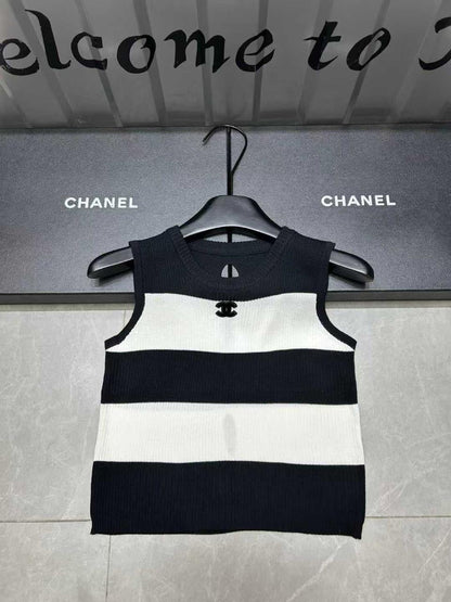 Chanel - T-Shirt à rayure Jaune/Blanc/Noir