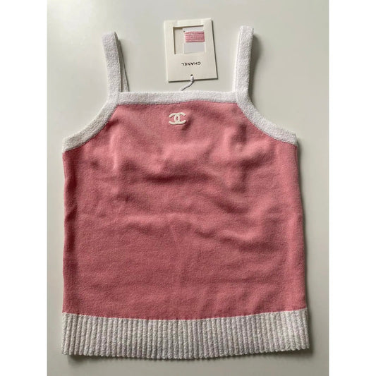 Chanel - Top à bretelles en coton Rose Clair