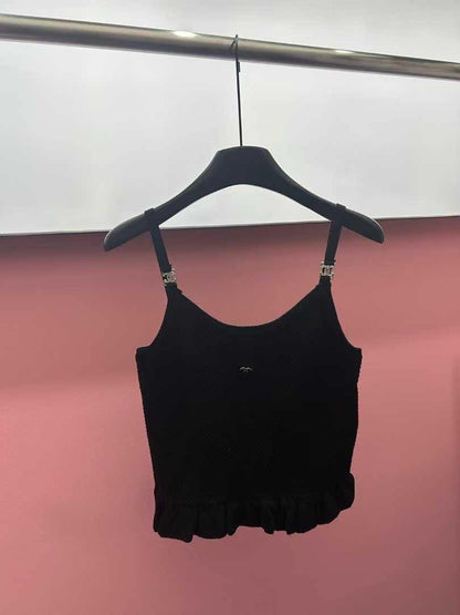 Chanel - Top à bretelle Blanc/Gris/Noir