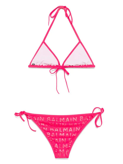 Balmain - Bikini à logo imprimé Rose