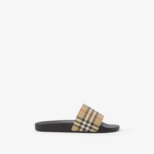 Burberry - Claquettes Check Beige D’archive