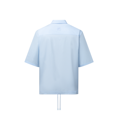 Louis Vuitton - Chemise manches courtes brodée fleur de Monogram Bleu Ciel