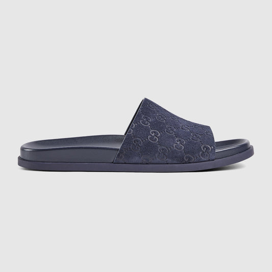 Gucci - Mules en Daim GG Bleu