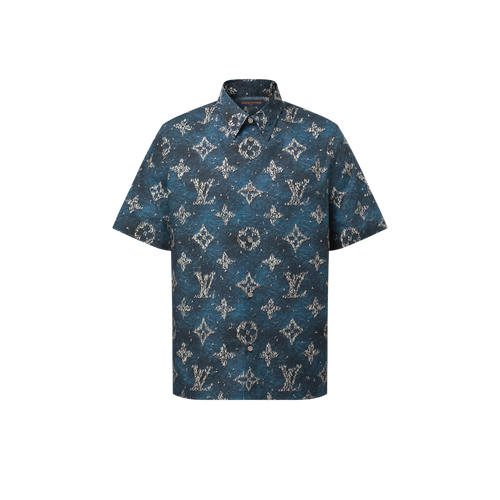 Louis Vuitton - Chemise manches courtes brodée en coton Bleu Océan