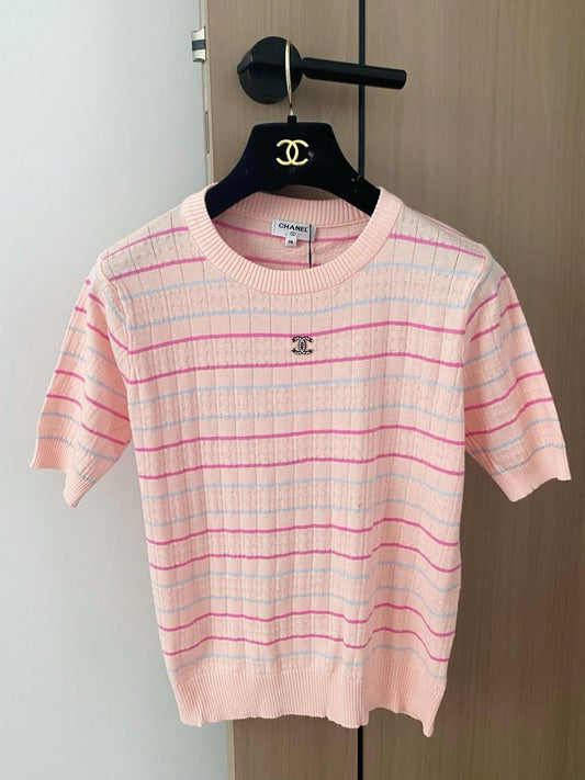 Chanel - T-Shirt Rose/Blanc