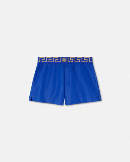 Versace - Short de bain à bordure Greca Bleu