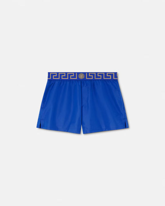 Versace - Short de bain à bordure Greca Bleu