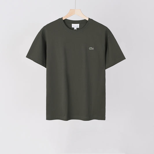 Lacoste - T-shirt en coton avec logo brodé Gris Foncée
