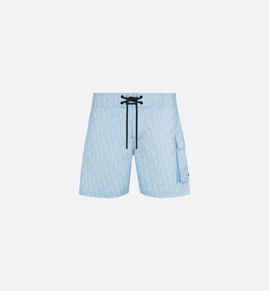 Dior - Short de bain Dior Oblique Toile technique Bleu Ciel