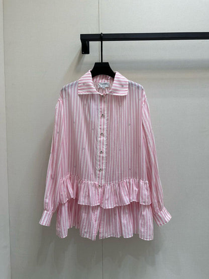 Chanel - Chemise longue à bouton avec motifs Chanel Rose