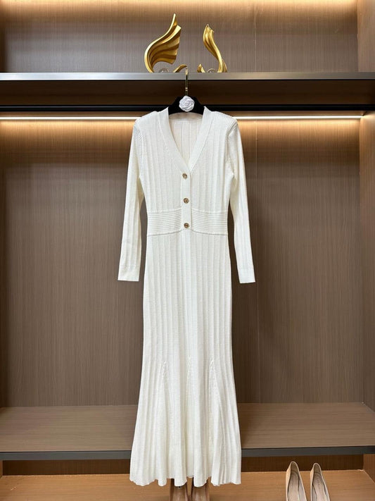 Chanel - Robe avec boutons Blanc/Noir