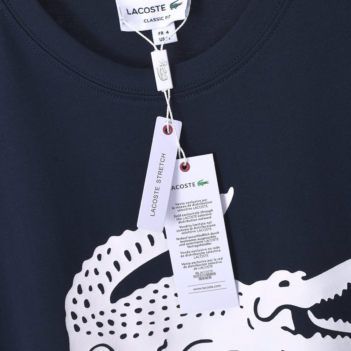 Lacoste - T-shirt en coton Logo Iconique Bleu Marine