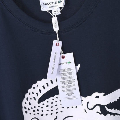 Lacoste - T-shirt en coton Logo Iconique Bleu Marine