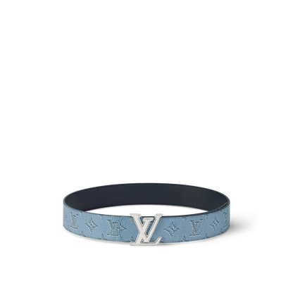 Louis Vuitton - Ceinture LV Dimension Monogram Héritage 40 mm réversible Bleu