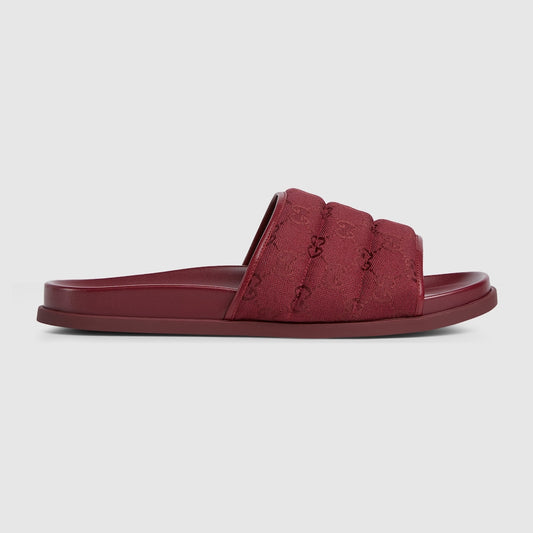 Gucci - Mules en Toile GG Matelassée Rouge Gucci Rossa Ancora