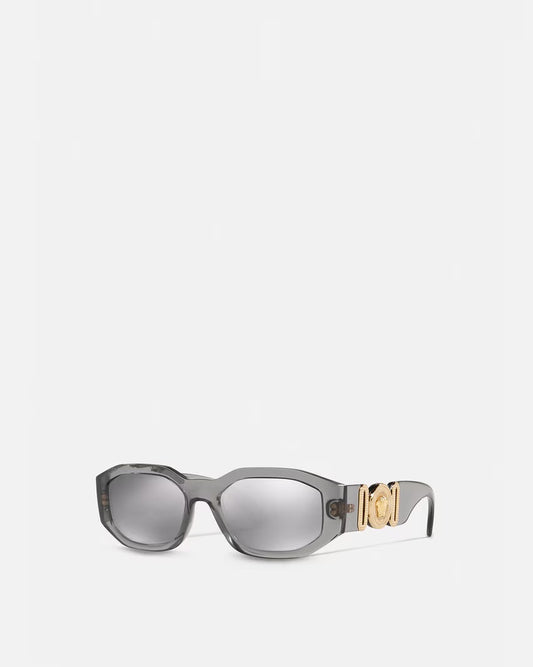 Versace - Lunettes De Soleil Médusa Biggie Gris Transparent