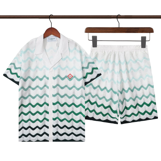 Casablanca - Ensemble Chemise + Short Vert/Noir/Bleu