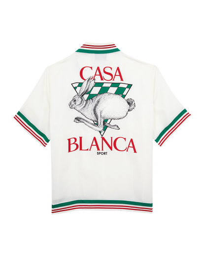 Casa Sport Knit Collar Short Sleeve Silk Shirt