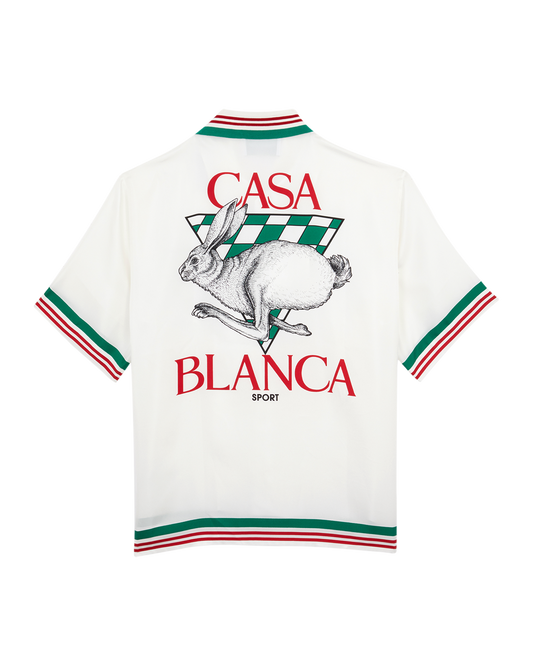 Casa Sport Knit Collar Short Sleeve Silk Shirt