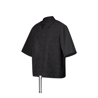 Louis Vuitton - Chemise à manches courtes brodée de fleurs monogrammes Noir