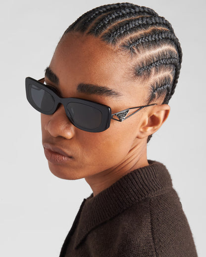 Prada - Lunettes De Soleil avec logo triangulaire Verres Gris Ardoise