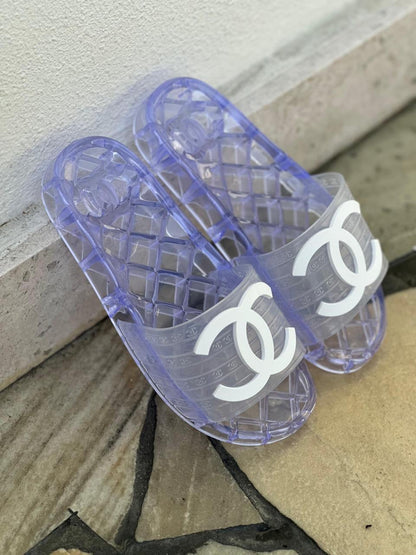 Chanel - Claquettes avec logo Chanel Transparente