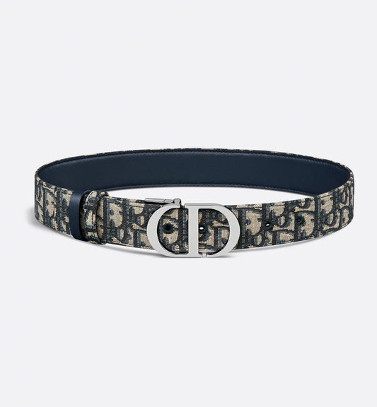 Dior - Ceinture 30 Montaigne réversible Dior Oblique Bleu