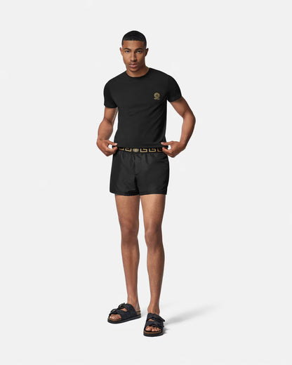 Versace - Short de bain à bordure Greca Noir
