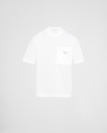 Prada - T-shirt en Re-Nylon et jersey Blanc