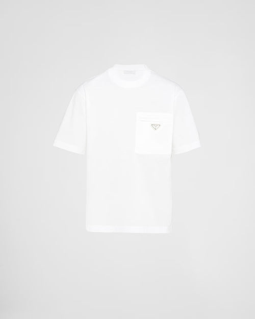 Prada - T-shirt en Re-Nylon et jersey Blanc