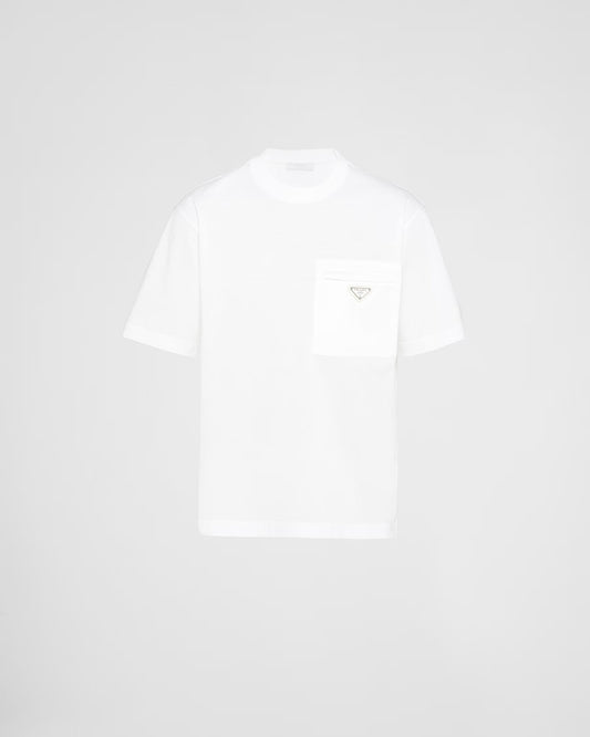 Prada - T-shirt en Re-Nylon et jersey Blanc