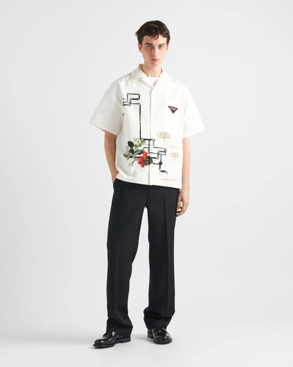 Prada - Chemise Timecapsule en coton imprimé Noir
