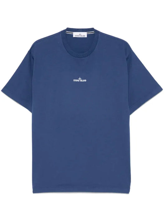 Stone Island - T-shirt à logo imprimé Bleu Océan