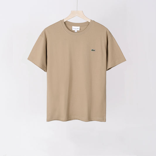 Lacoste - T-shirt en coton avec logo brodé Beige