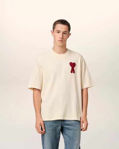 Ami - T-shirt Patch Ami De Cœur en coton Beige