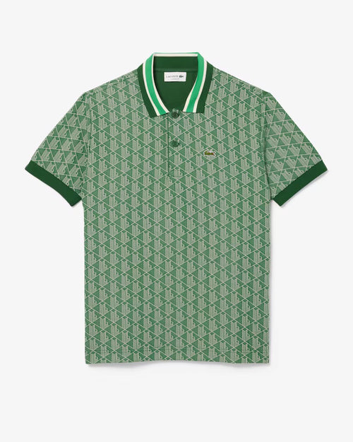 Lacoste - Polo classic fit jacquard monogramme Vert Beige