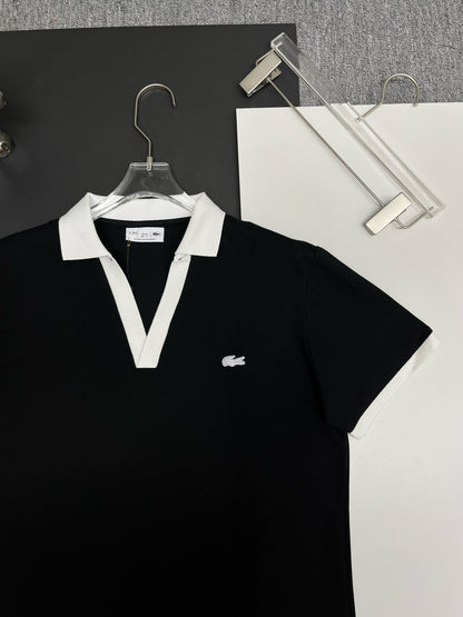Lacoste - Polo Lacoste Chic Col en V Noir