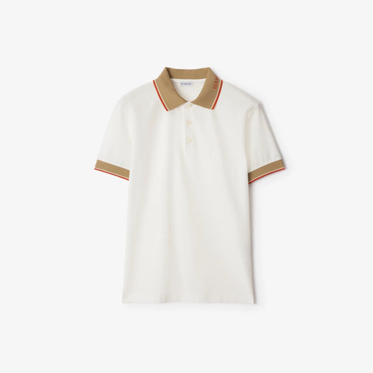 Burberry - Polo en coton avec col à logo Chalk