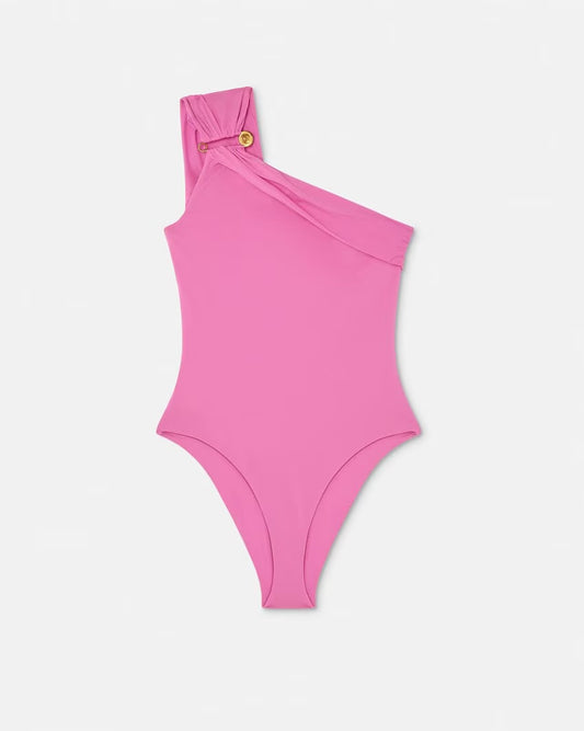 Versace - Maillot de bain une pièce froncé Safety Pin Rose