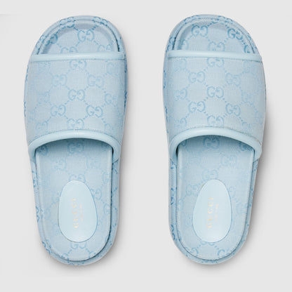 Gucci - Sandales GG Compensées Bleu Clair