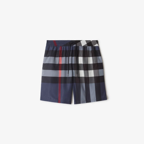 Burberry - Short de bain Check Bleu Carbone